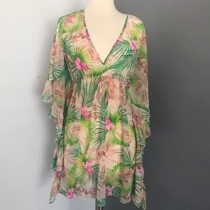 Betsey Johnson v neck floral Swim Cover Up size xs